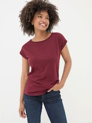FatFace Ivy Organic Cotton Burgundy Red T-Shirt - Image 1 of 5