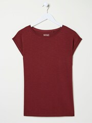 FatFace Ivy Organic Cotton Burgundy Red T-Shirt - Image 5 of 5