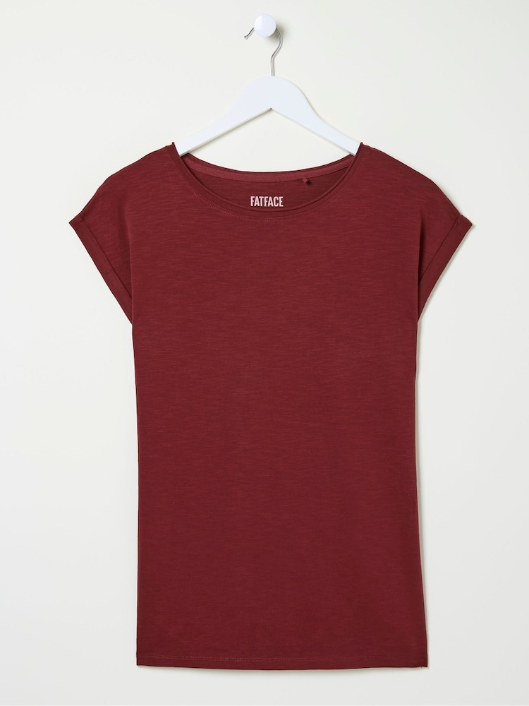 FatFace Ivy Organic Cotton Burgundy Red T-Shirt - Image 5 of 5