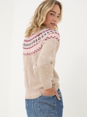 FatFace Wild Natural Fairisle Yoke Jumper - Image 2 of 6