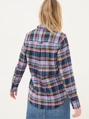 FatFace Olivia Cobalt Blue 100% Cotton Check Shirt - Image 2 of 6