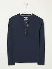 FatFace Hettie Blue Rib Henley Top - Image 5 of 5