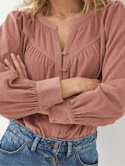 FatFace Mattie Pink Cord Blouse - Image 5 of 6