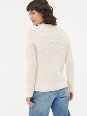 FatFace Cream Texture Cable Jumper - Image 2 of 5