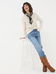 FatFace Cream Texture Cable Jumper - Image 3 of 5