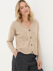 FatFace Grace Natural Cotton Cashmere Blend Cardigan - Image 1 of 6