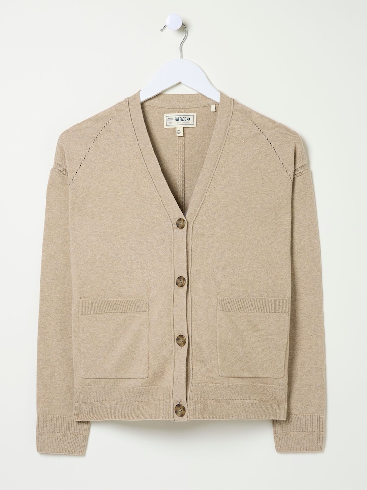 FatFace Grace Natural Cotton Cashmere Blend Cardigan - Image 6 of 6