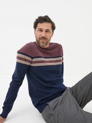 FatFace Rye Burgundy Red Cotton Cashmere Crew Neck Jumper - Image 1 of 3