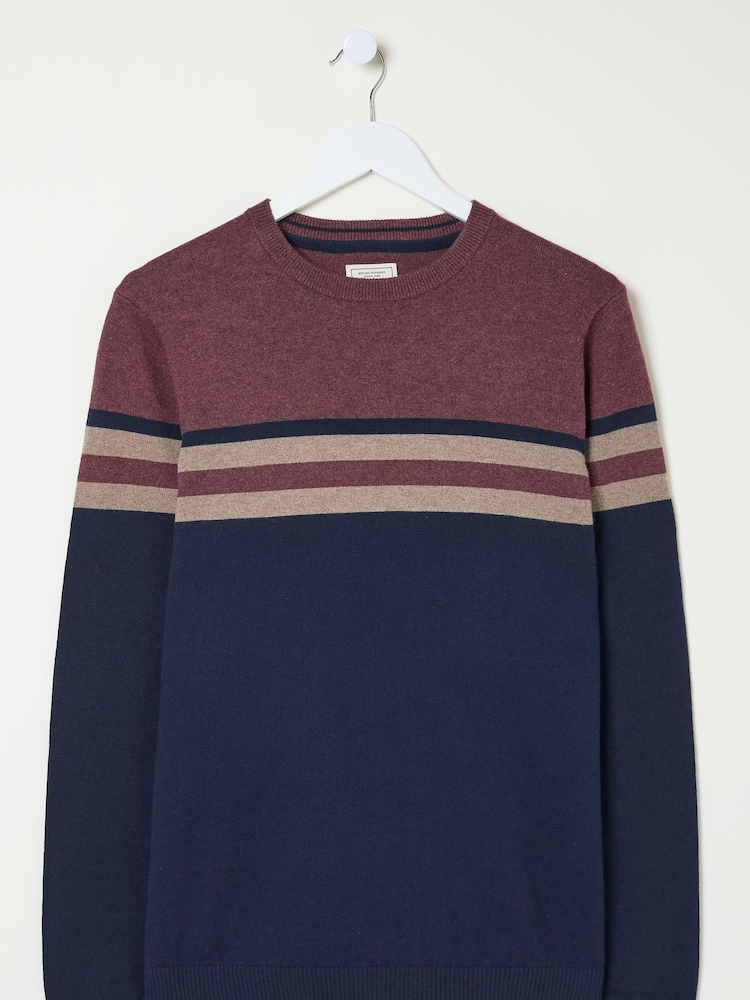 FatFace Rye Burgundy Red Cotton Cashmere Crew Neck Jumper - Image 3 of 3