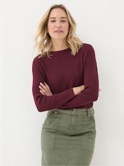 FatFace Sophie Burgundy Red Boat Neck Jumper - Image 1 of 6