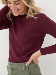 FatFace Sophie Burgundy Red Boat Neck Jumper - Image 5 of 6