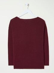 FatFace Sophie Burgundy Red Boat Neck Jumper - Image 6 of 6