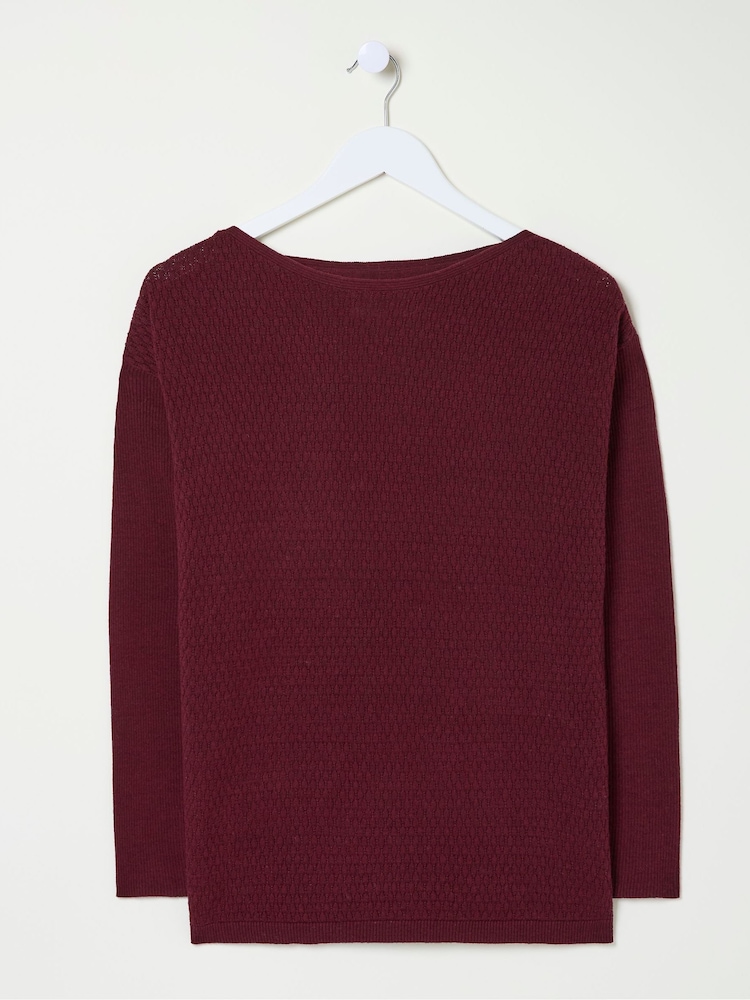 FatFace Sophie Burgundy Red Boat Neck Jumper - Image 6 of 6