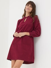 FatFace Fran Red Check Cord Dress - Image 1 of 5