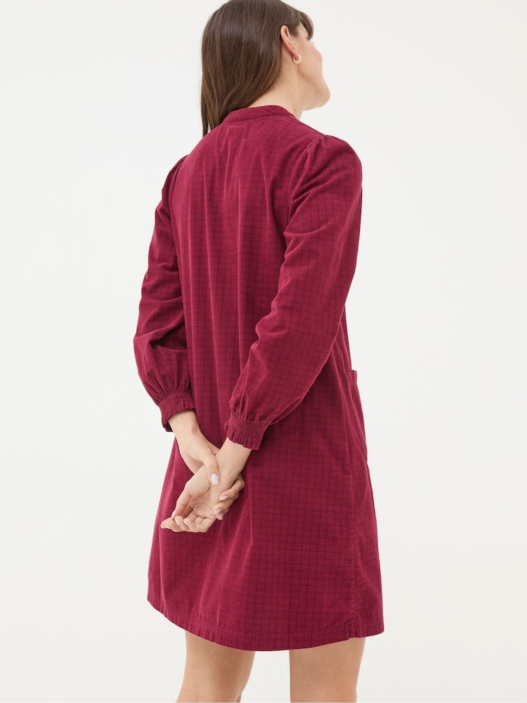 FatFace Fran Red Check Cord Dress - Image 2 of 5