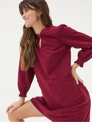 FatFace Fran Red Check Cord Dress - Image 3 of 5
