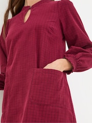 FatFace Fran Red Check Cord Dress - Image 4 of 5