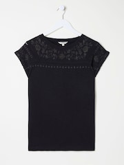FatFace Ivy Black Embroidered T-Shirt - Image 1 of 6