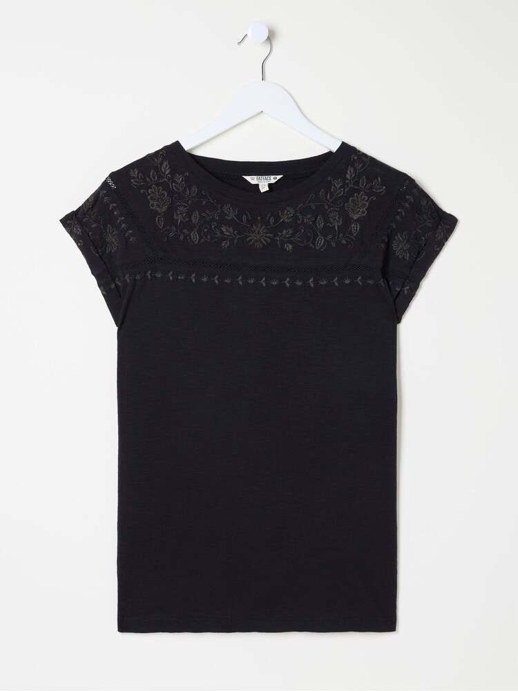 FatFace Ivy Black Embroidered T-Shirt - Image 6 of 6