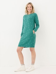 FatFace Georgia Green Embroidered Sweat Dress - Image 1 of 5