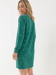 FatFace Georgia Green Embroidered Sweat Dress - Image 2 of 5