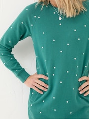 FatFace Georgia Green Embroidered Sweat Dress - Image 4 of 5