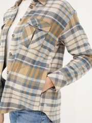 FatFace Allegra Cream Check Overshirt - Image 3 of 5