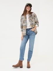 FatFace Allegra Cream Check Overshirt - Image 4 of 5