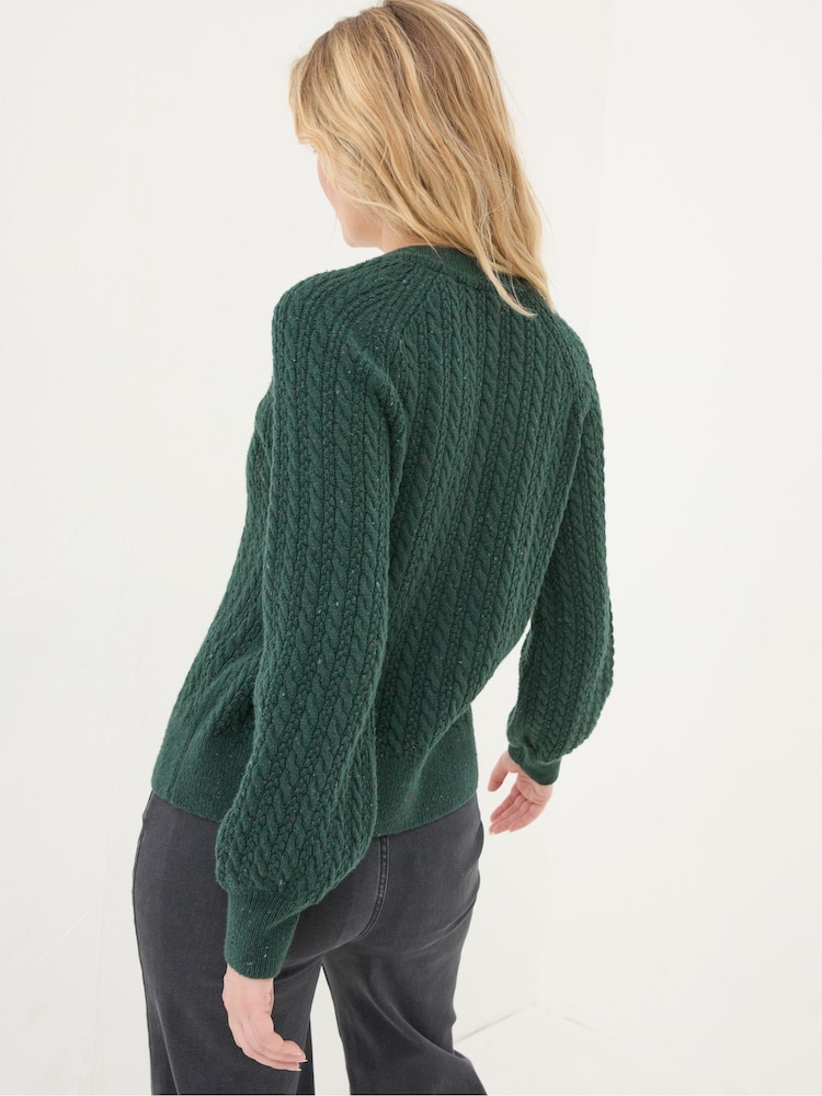 FatFace Chloe Green Cable Knit Cardigan - Image 2 of 5 FatFace Chloe Green Cable Knit Cardigan - Image 2 of 5
