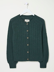FatFace Chloe Green Cable Knit Cardigan - Image 5 of 5