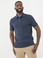 FatFace Blue Pique Polo Shirt - Image 1 of 6