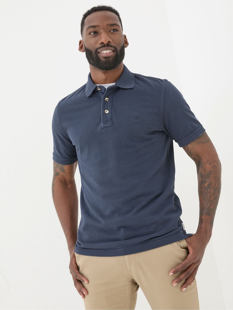 FatFace Blue Pique Polo Shirt - Image 1 of 6 FatFace Blue Pique Polo Shirt - Image 1 of 6