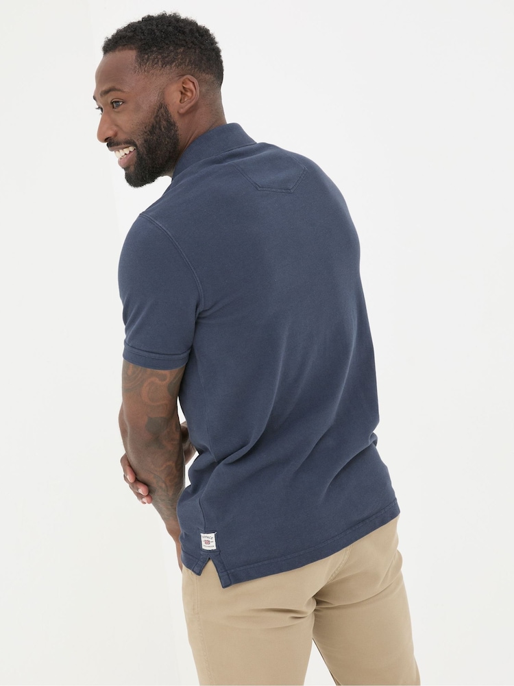 FatFace Blue Pique Polo Shirt - Image 2 of 6