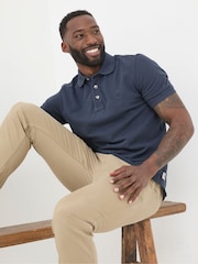 FatFace Blue Pique Polo Shirt - Image 3 of 6
