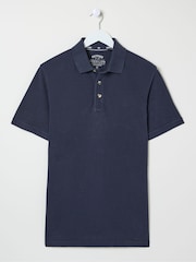 FatFace Blue Pique Polo Shirt - Image 6 of 6