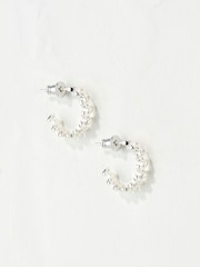 FatFace Daisy Silver Tone Tone Hoops Earrings - Image 1 of 3
