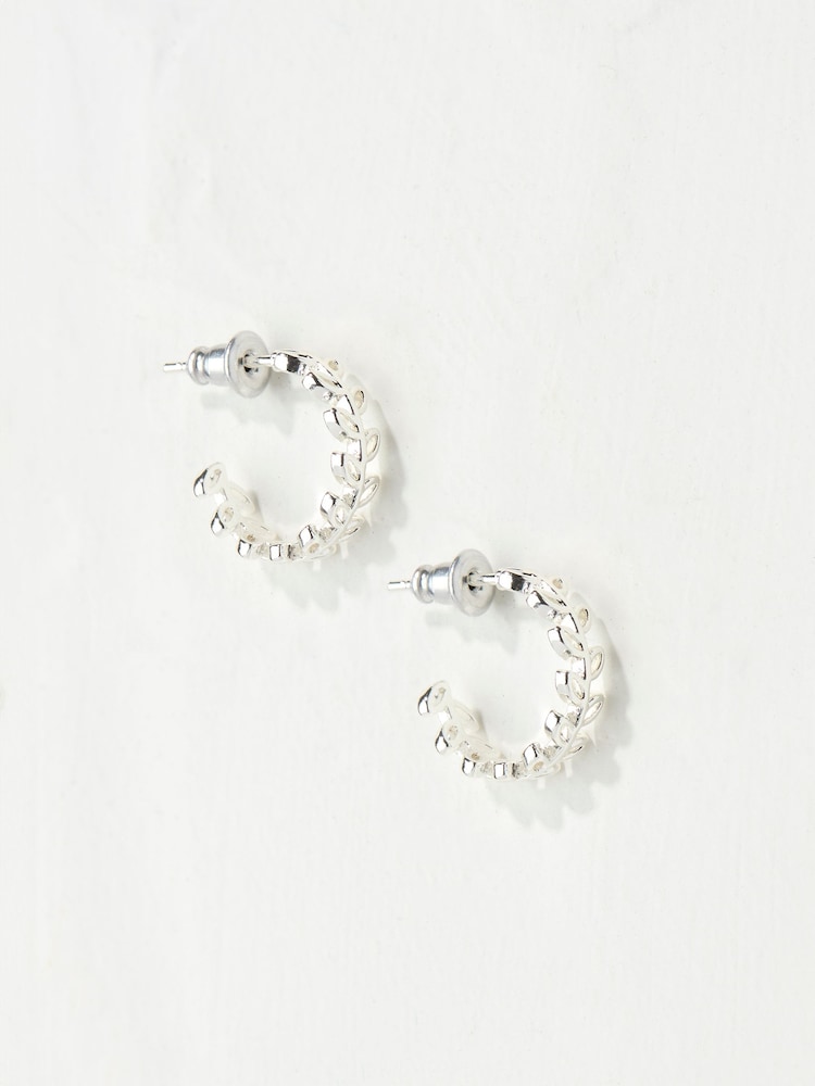 FatFace Daisy Silver Tone Tone Hoops Earrings - Image 1 of 3