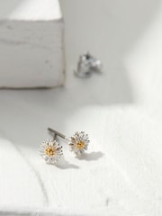 FatFace Daisy Silver Tone Studs Earrings - Image 2 of 2