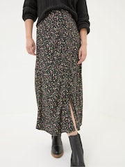 FatFace Arabella Black Ditsy Midi Skirt - Image 1 of 3