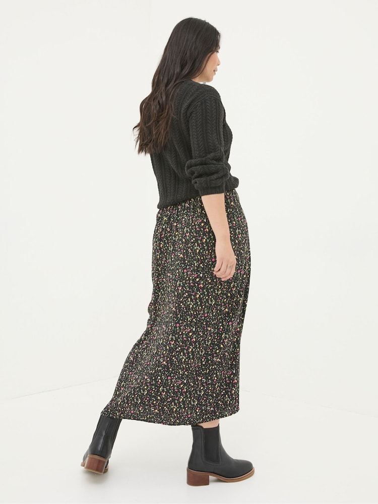 FatFace Arabella Black Ditsy Midi Skirt - Image 2 of 3