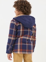 FatFace Navy Blue Check Shacket - Image 2 of 3