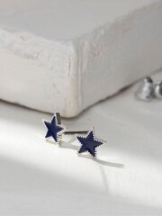 FatFace Blue Enamel Star Studs Earrings - Image 2 of 2