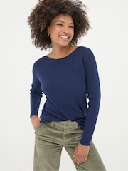 FatFace Sophie Blue Boat Neck Jumper - Image 1 of 5