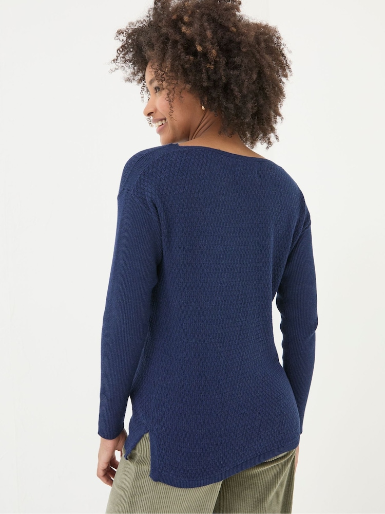 FatFace Sophie Blue Boat Neck Jumper - Image 2 of 5