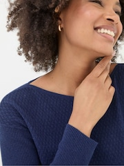 FatFace Sophie Blue Boat Neck Jumper - Image 4 of 5