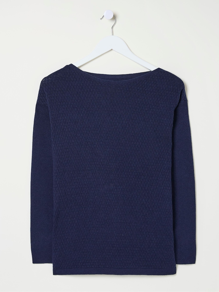 FatFace Sophie Blue Boat Neck Jumper - Image 5 of 5