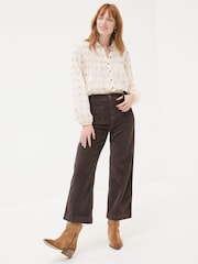 FatFace Keswick Brown Wide Leg Crop Jeans - Image 1 of 6