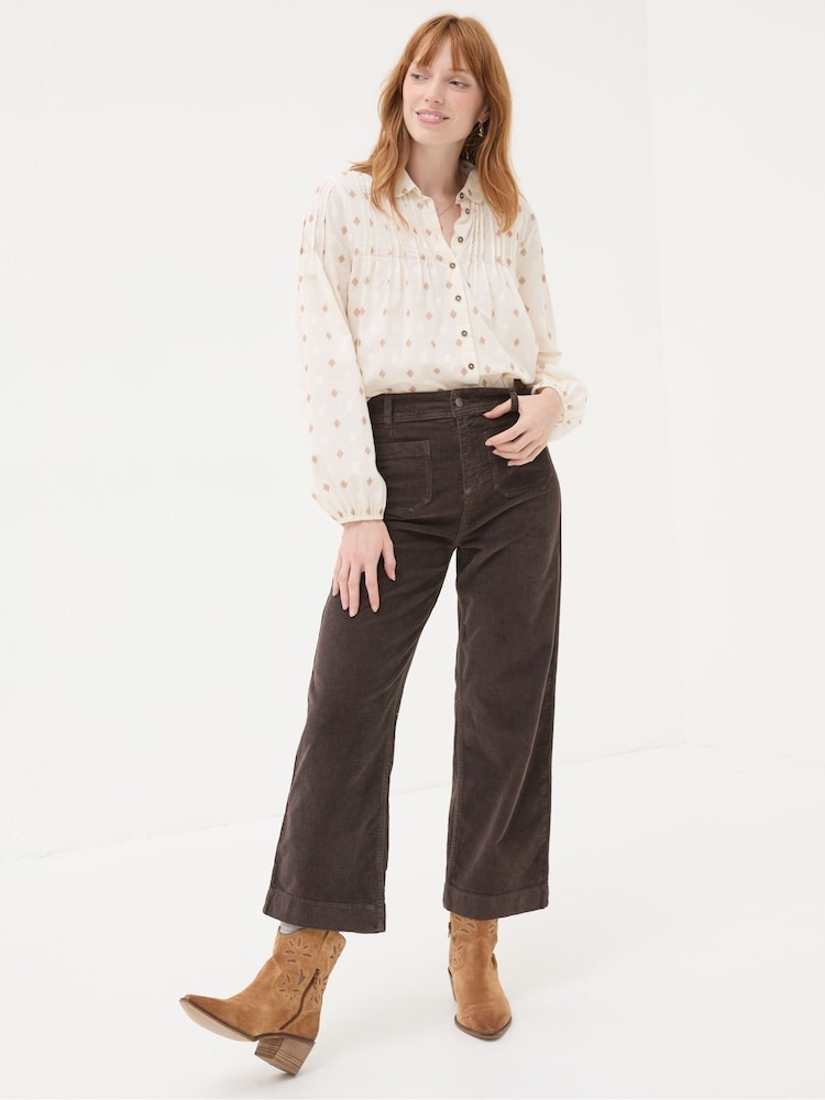 FatFace Keswick Brown Wide Leg Crop Jeans - Image 1 of 6