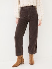 FatFace Keswick Brown Wide Leg Crop Jeans - Image 4 of 6