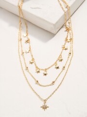 FatFace Gold Tone Multi Star Necklace - Image 2 of 2